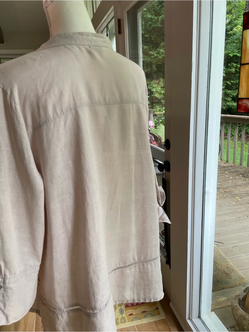Light Beige Button-Front Linen Tunic Shirt/Jacket Top M/L - Picture 4 of 9
